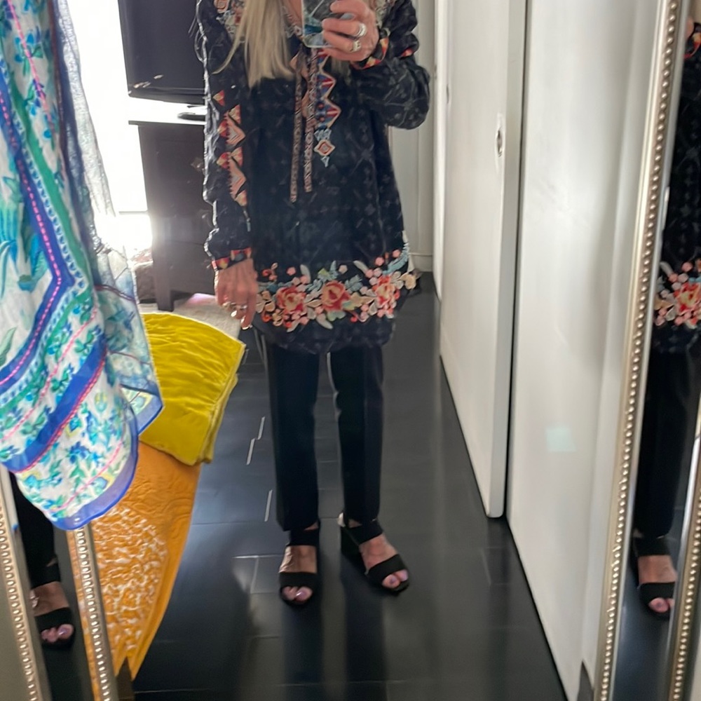 JohnnyWas embroidery front , back and sleeves top, size XS
